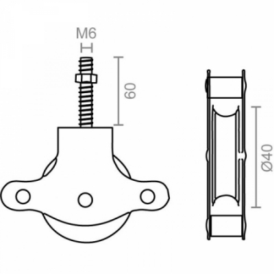 CAJA 25 POLEA TENDER ROLDANA METAL TUERCA M6x60mm 89022 MICEL