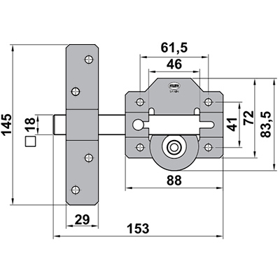 CERROJO LLAVE SEGURIDAD 85mm ORO MOD. 1 5342 AMIG