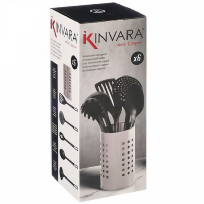 JUEGO 5 UTILES COCINA NYLON CON SOPORTE 11284 KINVARA