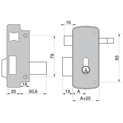 CERRADURA 2556AP-60-D B/PERFIL MCM