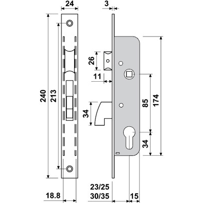 CERRADURA TIPO ISEO-CISA GANCHO BASCULANTE E3411-23 BATON