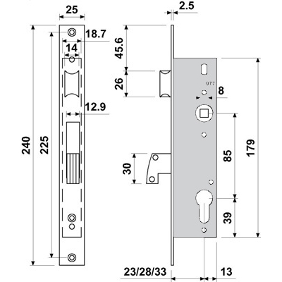 CERRADURA TIPO TESA GANCHO BASCULANTE E3720-28 BATON
