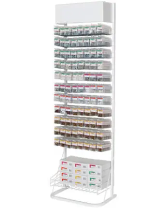 EXPOSITOR VACIO BLISTER 88 GANCHOS SUELO 191x60x35cm