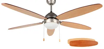 VENTILADOR TECHO CROMADO C/LUZ 132cm 60w ASPAS MADERA CP48132 ORBEGOZO