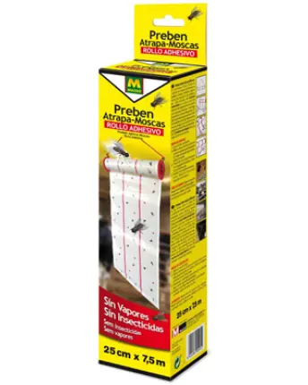 ROLLO 7,5mt PAPEL ADHESIVO ATRAPA MOSCAS 25cm 231521 MASSO