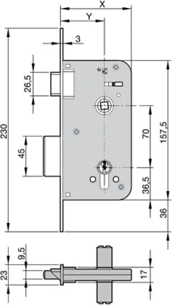 CERRADURA 700 70-40mm (CAJA-ENTRADA) 700703030HL YALE