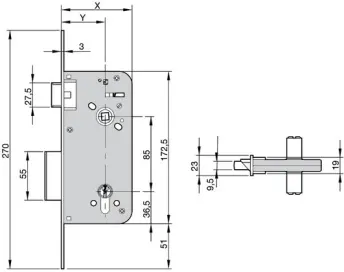 CERRADURA 800 70-40mm (CAJA-ENTRADA) 800703030HL2 YALE