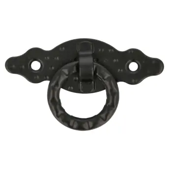TIRADOR ANILLA HORIZONTAL CASTELLANO NEGRO 80x28mm 6125 AMIG