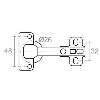 CAJA 24 BISAGRA CAZOLETA METAL RECTA 26mm 19221 MICEL