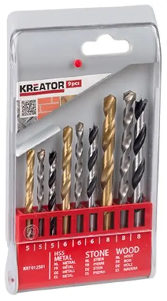 JUEGO 9 BROCAS HSS-WIDIA-MADERA 5-6-8mm KRT012501 KREATOR