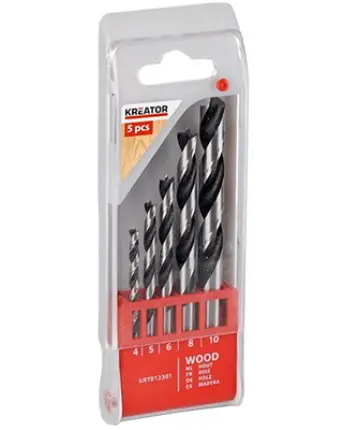 JUEGO 5 BROCAS MADERA 4-5-8-9mm KRT012301 KREATOR