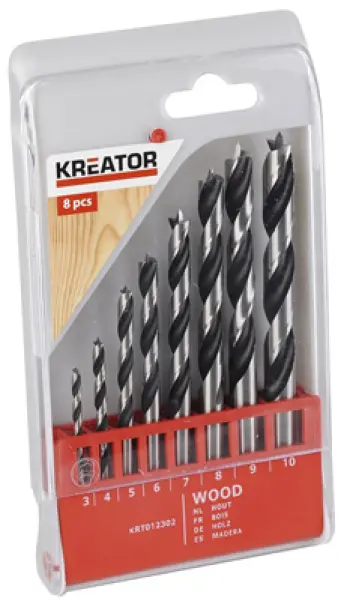JUEGO 8 BROCAS MADERA 3-4-5-6-7-8-9-10mm KRT012302 KREATOR