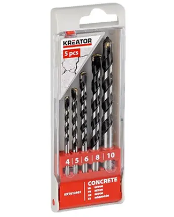 JUEGO 5 BROCAS HORMIGON 4-5-6-8-10mm KRT012401 KREATOR