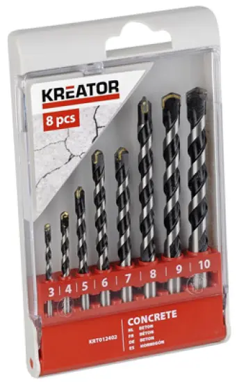 JUEGO 8 BROCAS HORMIGON 3-4-5-6-7-8-9-10mm KRT012402 KREATOR