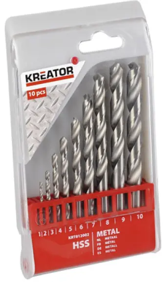 JUEGO 10 BROCAS HSS 1-10mm KRT012002 KREATOR