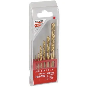 JUEGO 6 BROCAS HSS TITANIO 2-3-4-5-6-8mm KRT012101 KREATOR