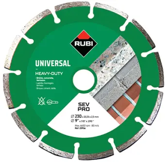 DISCO DIAMANTE 230mm GENERAL OBRA SEGMENTADO SEV 25916 RUBI