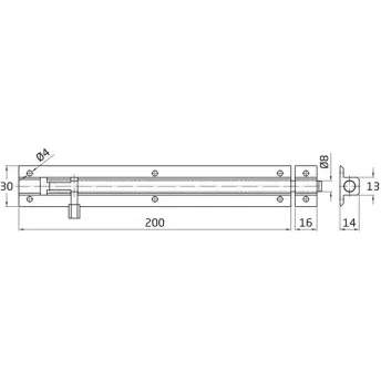 CAJA 10 PASADOR ALUMINIO PLATA 200mm MOD. 500 AMIG