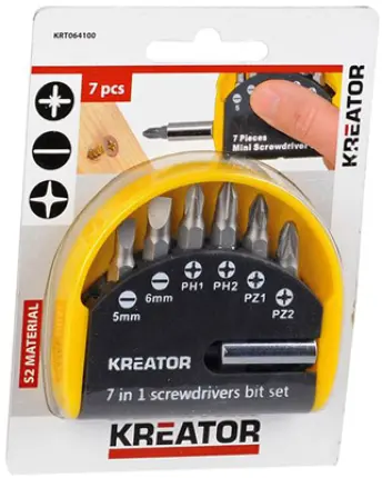 JUEGO 7 PUNTAS ATORNILLAR C/ADAPTADOR KRT064100 KREATOR