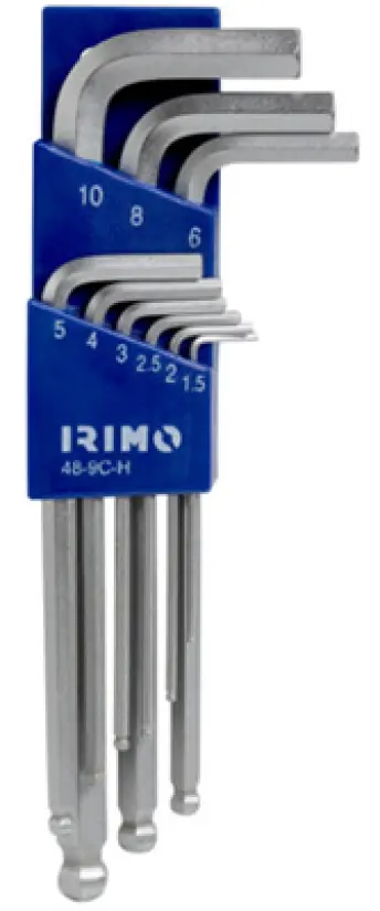 JUEGO 9 LLAVES ALLEN LARGAS BOLA 1,5-10mm CLIP 48-9C-H IRIMO