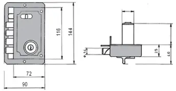 CERRADURA S 90 DERECHA DORADA FAC