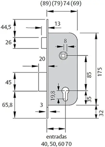 CERRADURA 203040HL LATONADO TESA