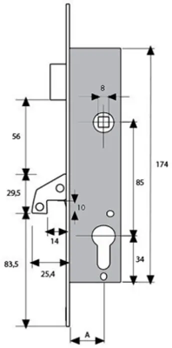 CERRADURA BASCULANTE GANCHO 2240-20 3NI TESA