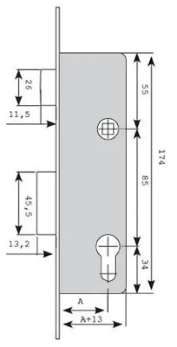 CERRADURA 2210 DESLIZANTE ANTIGUA 20mm 221028SSI TESA