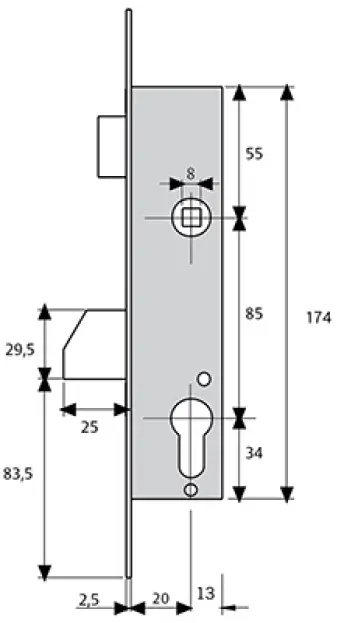 CERRADURA 2210 20/3NI BASCULANTE MODERNA 2210203NI TESA