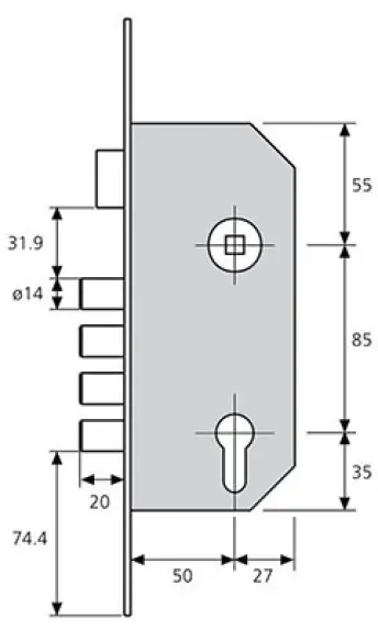 CERRADURA SEGURIDAD R20AB56BL ANTIPANICO 50mm TESA