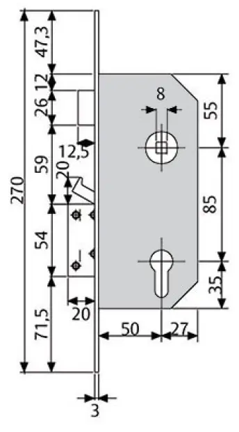 CERRADURA SEGURIDAD R200NT66T 50mm T60 TESA