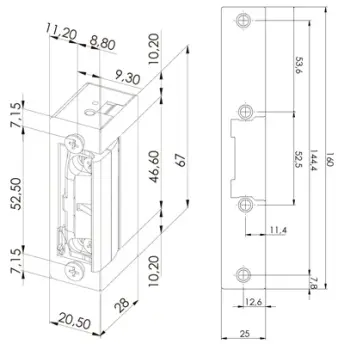 ABRE PUERTAS GRIS CORTO REVERS. caja 67x20mm 54ABFSG/AFSG DORCAS