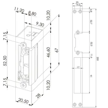 ABRE PUERTAS GRIS LARGO REVERS. caja 67x20mm 54ABFMG/54AFMG DORCAS