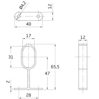 BLISTER 2 SOPORTE CENTRAL TUBO OVAL PLATA 30x15mm N8 2159 AMIG
