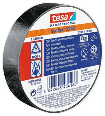PAQ. 10 ROLLOS CINTA AISLANTE NEGRA 19mm x10mt TESA
