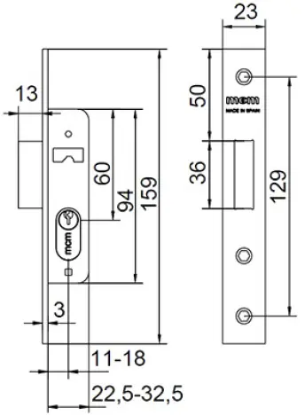 CERRADURA METAL ENTRADA 14mm 1549-14 MCM