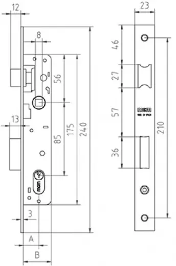 CERRADURA METAL DESLIZANTE ENTRADA 14mm 1550-14 MCM