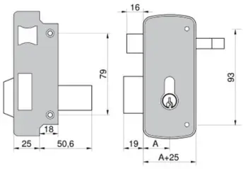 CERRADURA 2556AP-50-D B/PERFIL MCM