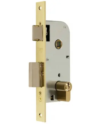 CERRADURA MADERA EMBUTIR LATONADA 35mm C/RECTO 1501-2-35 MCM