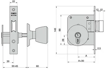 CERRADURA POMO EMBUTIR ENTRADA 50 1561-3-50 MCM