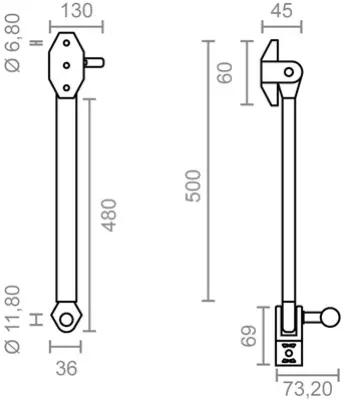 JUEGO 2 BRAZO TOLDO 500mm BLANCO 10455  MICEL