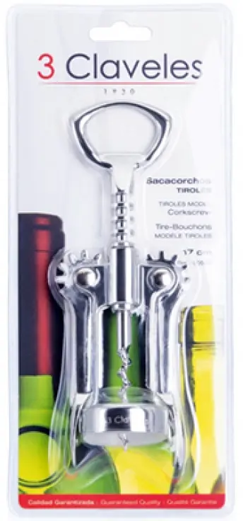 SACACORCHO TIROLES 2 MANOS 170mm 00540 3 CLAVELES