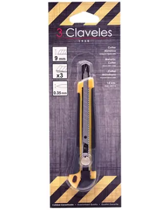 CUTTER BIMATERIAL HOJA 9mm 14cm 00212 3 CLAVELES