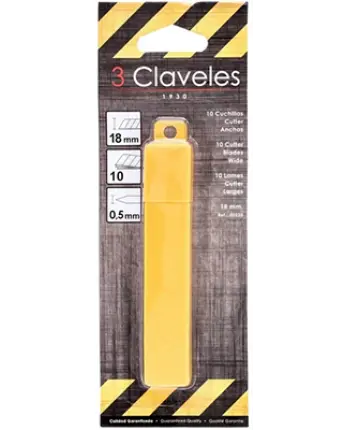BLISTER 10 HOJAS CUTTER 18mm 00235 3 CLAVELES