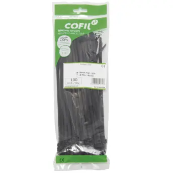 BOLSA 100 BRIDAS NYLON 7,6x290mm NEGRA