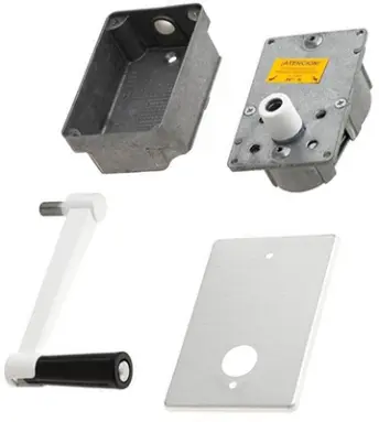 CONJUNTO TORNO PERSIANA MECANISMO-CAJA-PLACA-MANIVELA BLANCA 70090002