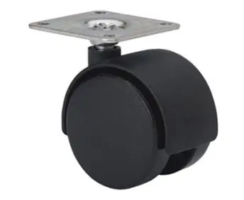 RUEDA DOBLE PLASTICO NEGRO 35mm PLACA ZIN 1-0342