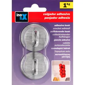 BLISTER 2 COLGADORES ADH. INOX GANCHO 27x40mm 2176-1- INOFIX