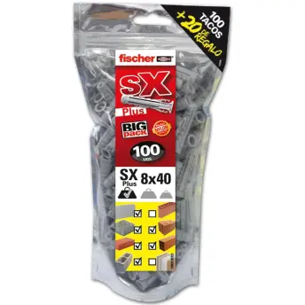 BOLSA 100+20 (regalo) TACOS SX PLUS 8x40mm FISCHER
