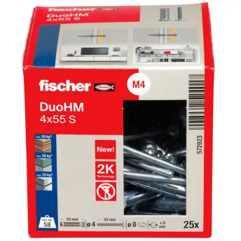 CAJA 25 TACO METALICO PLADUR CON TORNILLO PZ 4x55 S DUOHM 572920 FISCHER